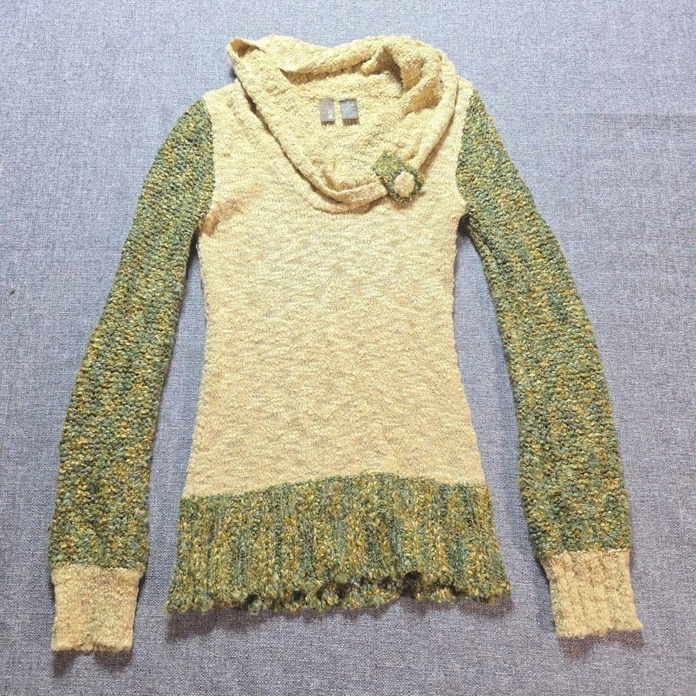 Bke Sweatshirt Knit Cowl Neck Womens Small Brown Tan Long Sleeve
